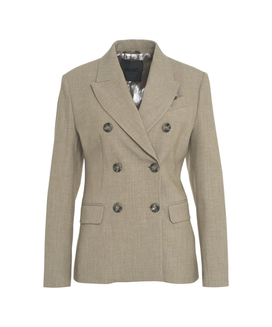 Liu Jo Tailored Double-Breasted Blazer With Notch Lapel