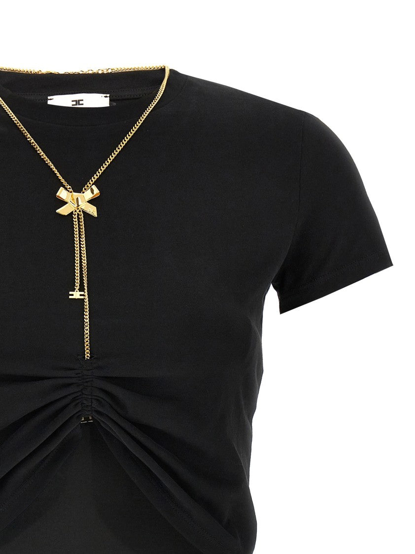 Elisabetta Franchi Cropped Black T-Shirt