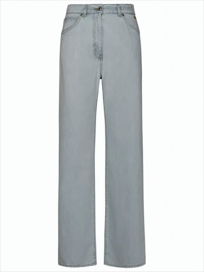 Msgm Light Wash Denim Pants With Classic Five-Pocket Design
