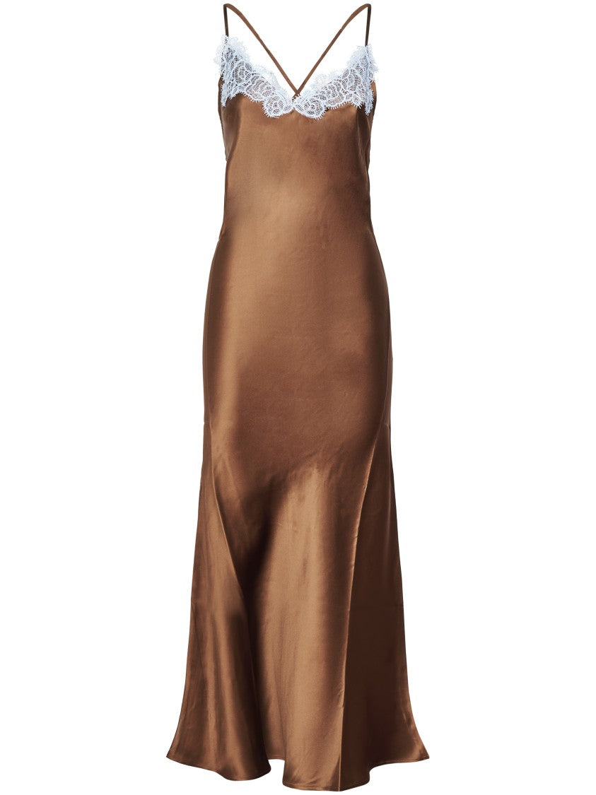 Mc2 Saint Barth Silk Lace-Trim Long Slip Dress
