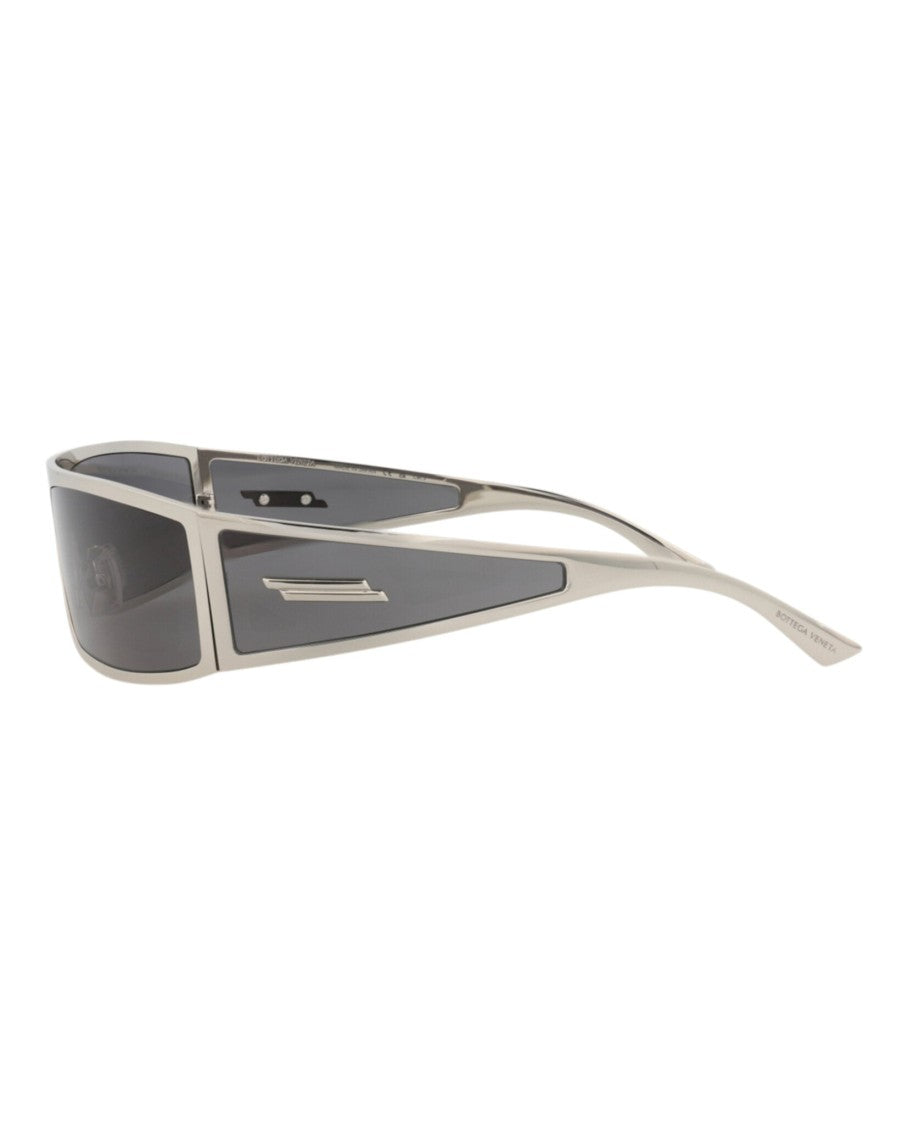 Bottega Veneta Shield-Frame Metal Sunglasses With Adjustable Nose Pads