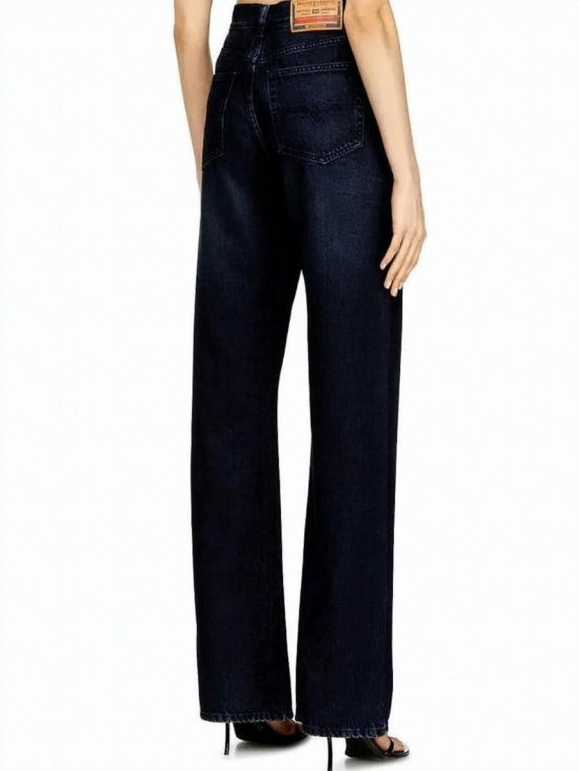 Diesel Wide-Leg Denim Pants With Mid-Rise Waist