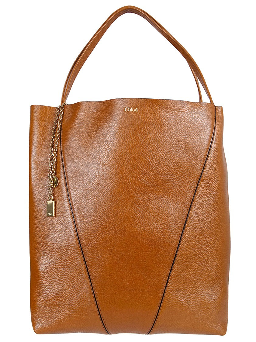 Chloé Granata Leather Tote Bag With Chain Charms