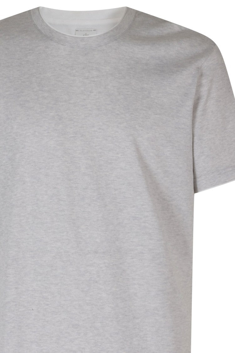 Eleventy Crewneck Melange Trim Cotton T-Shirt