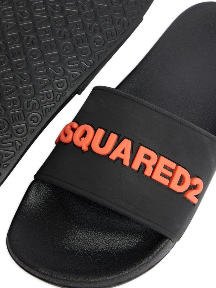 Dsquared2 Open Toe Slip-On Sandals With Raised Logo Lettering