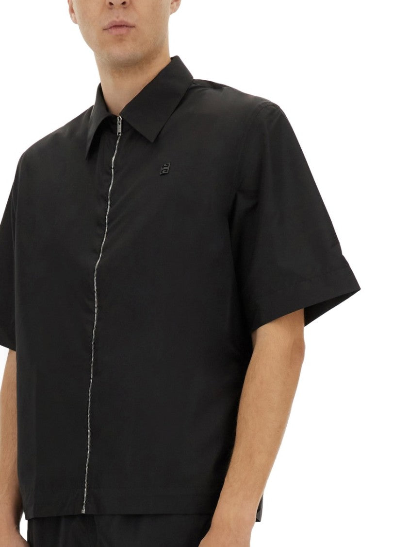 Givenchy Zippered Black Casual Shirt With Classic Collar