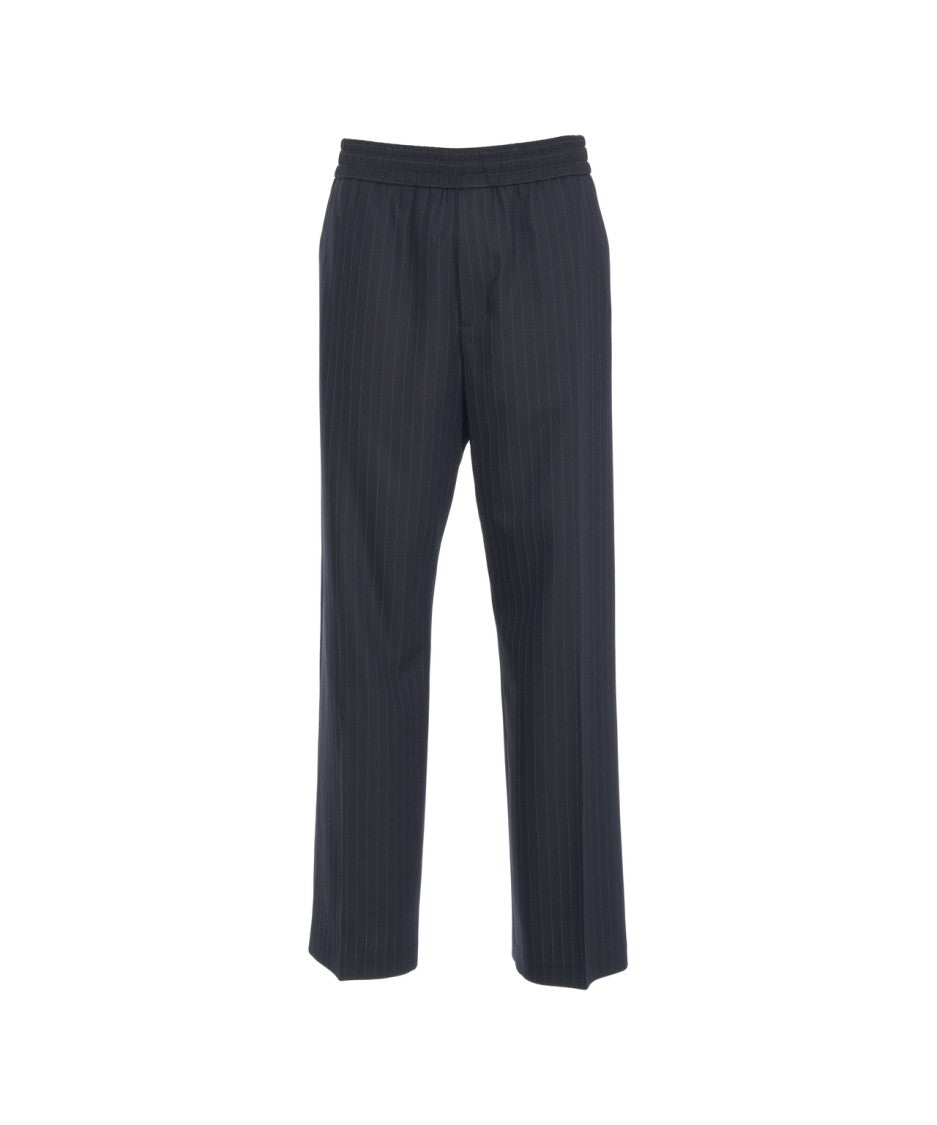 Golden Goose Tailored Blue Trousers With Subtle Pinstripe Pattern