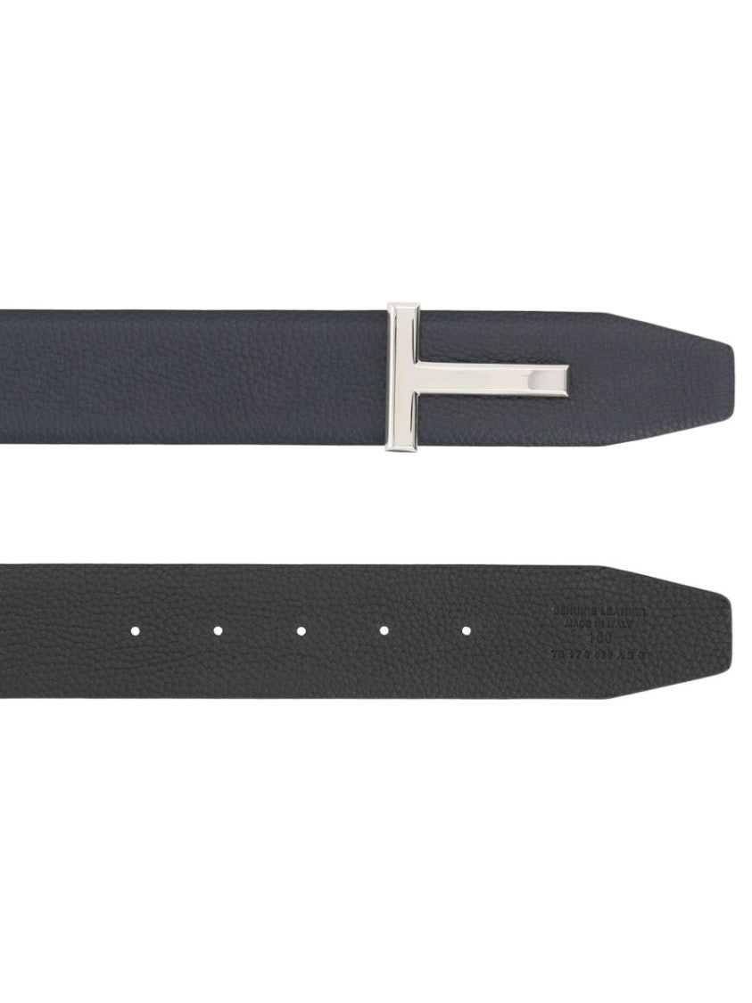Tom Ford Calf Leather Minimalist T Buckle Belt