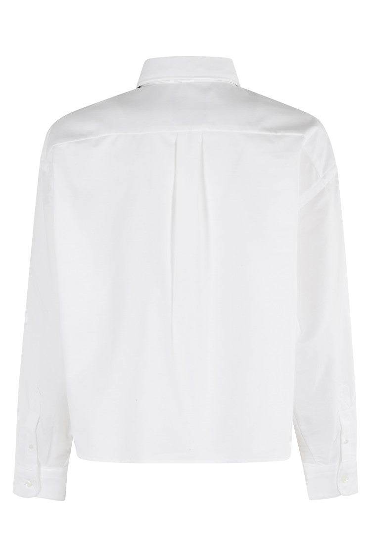 A.P.C. Cropped White Button-Down Shirt With Logo Accent