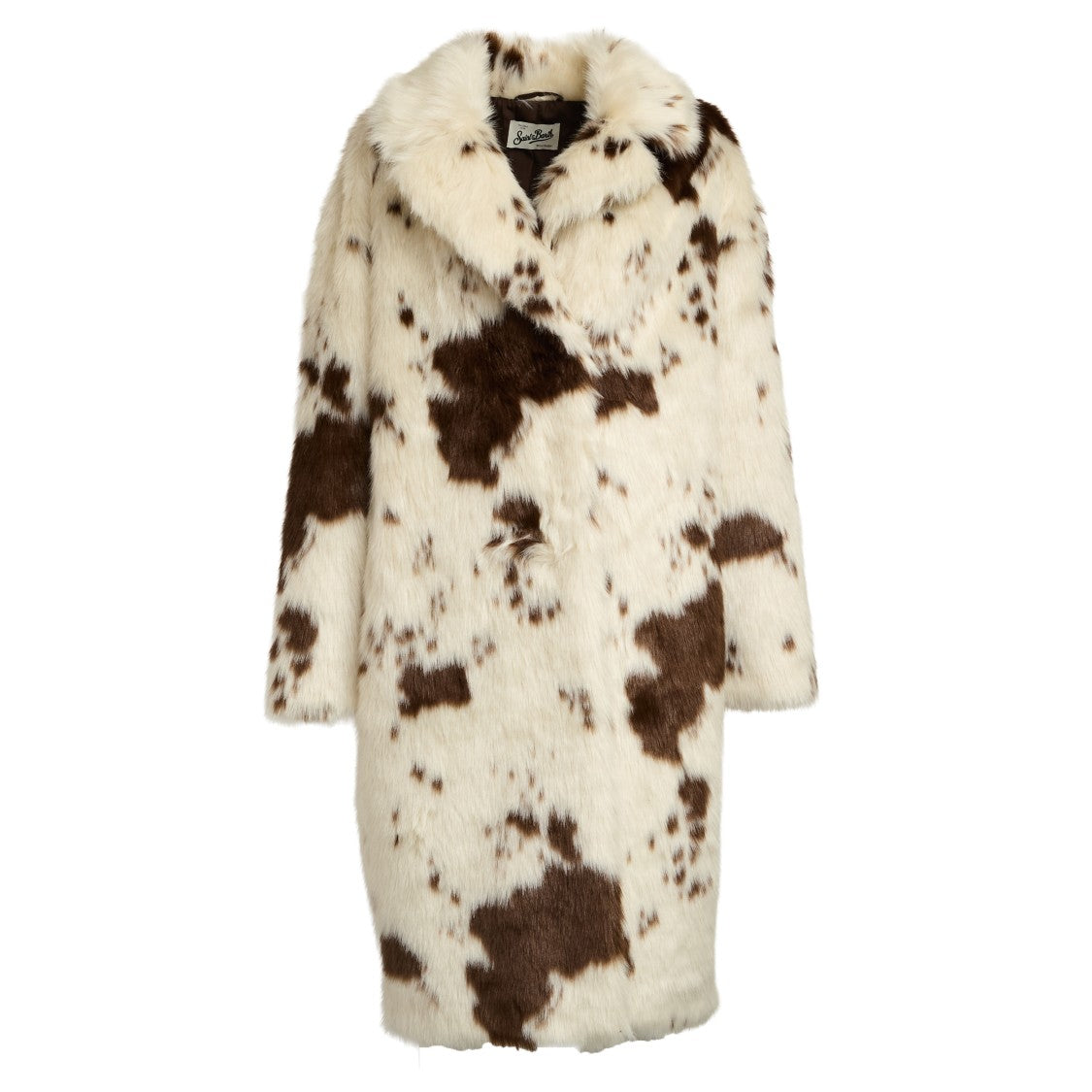 Mc2 Saint Barth Eco-Friendly Faux Fur Coat With Notched Lapel And Snap Closure