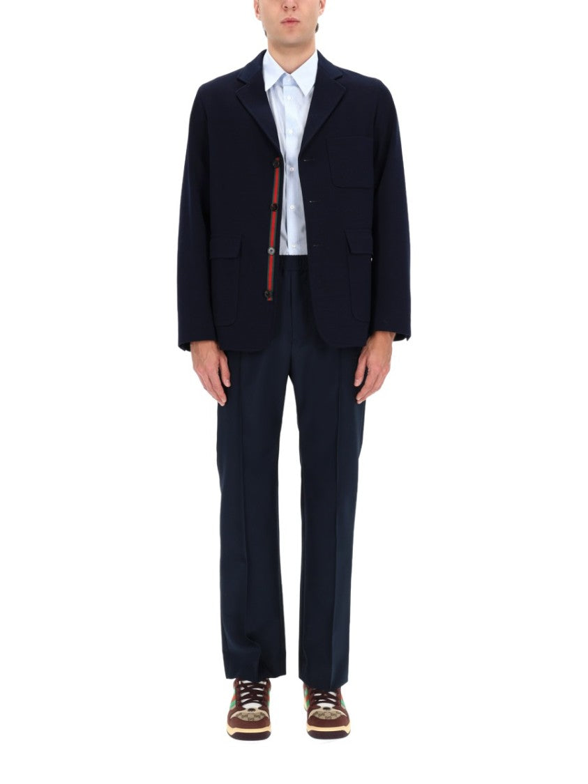 Gucci Contrasting Cuff Striped Cotton Shirt