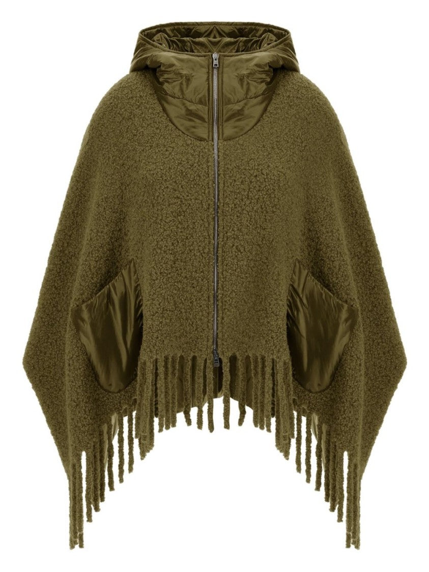 Herno Hooded Poncho In Bouclé Alpaca