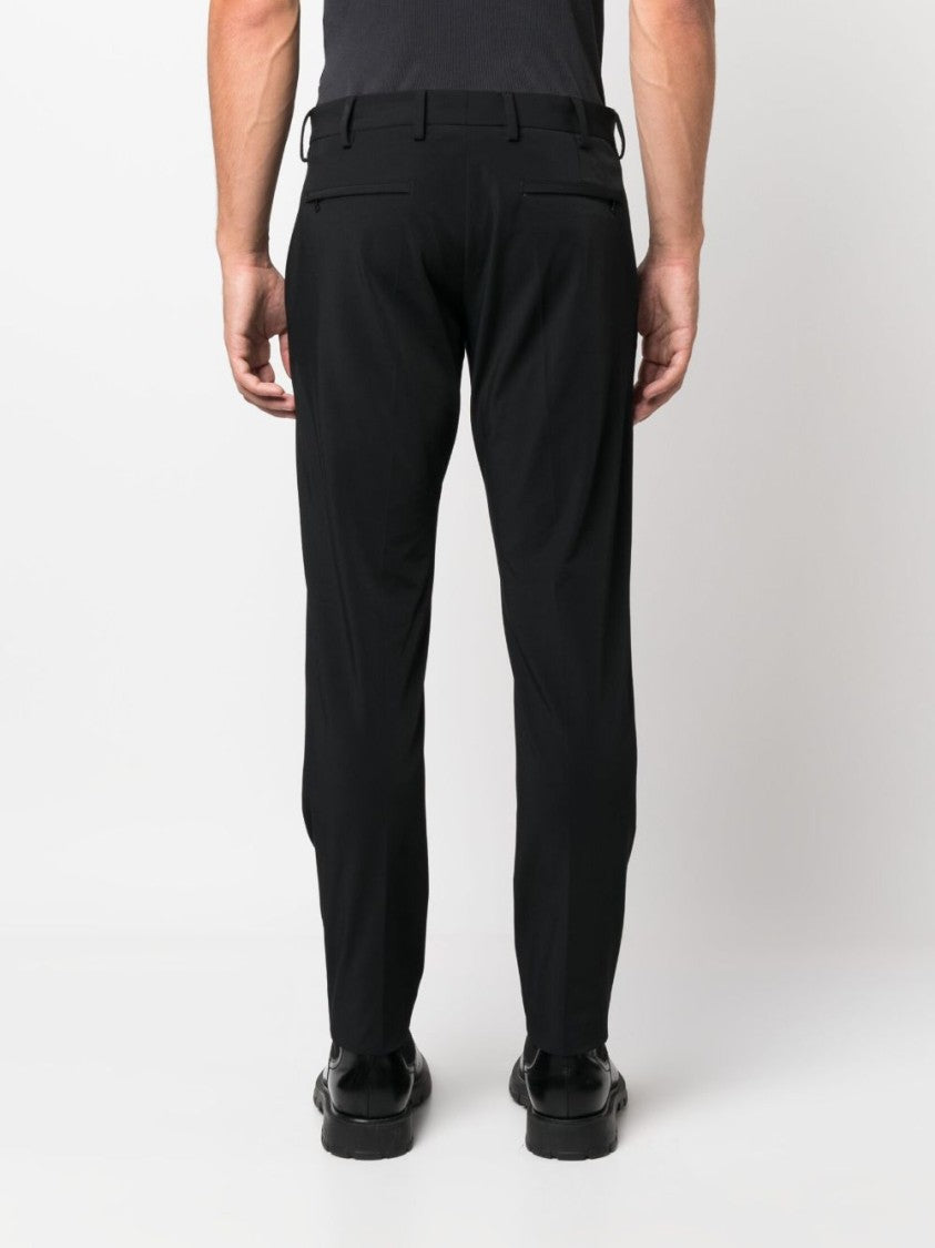 Pt Torino Tailored Black Trousers With Discreet Pockets