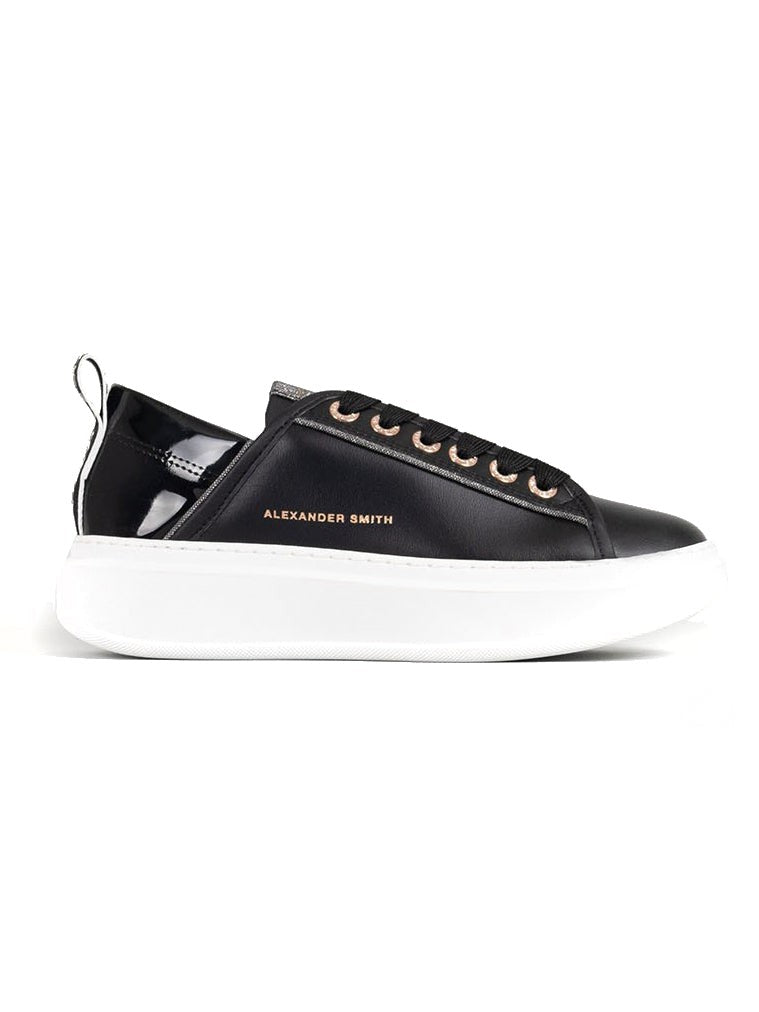 Alexander Smith Glossy Black Cow Leather Trainers