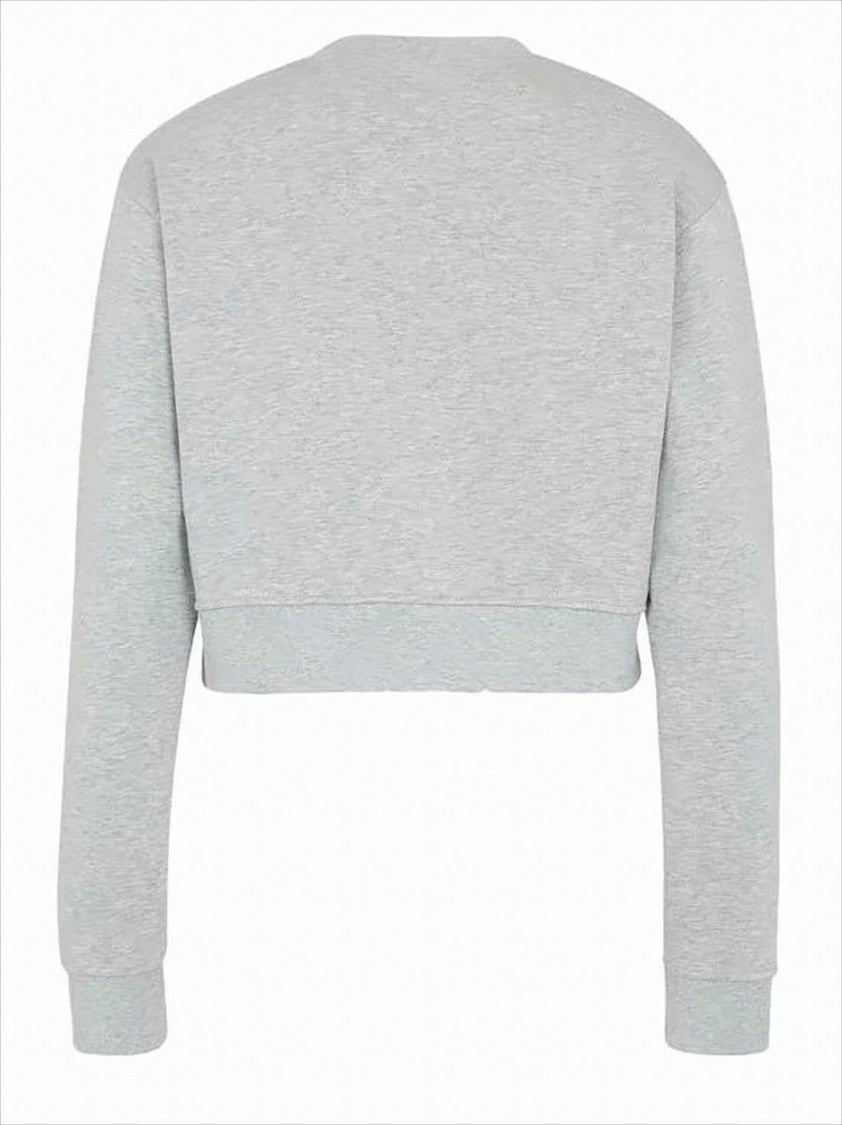 Fendi Cropped Long-Sleeve Sweatshirt With Tonal Embossed Logo