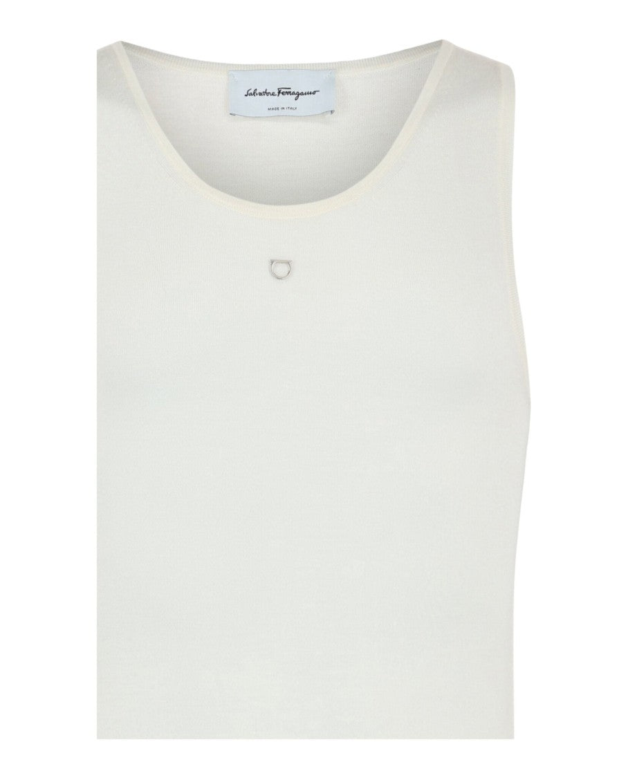 Ferragamo Logo Plaque Knit Tank Top