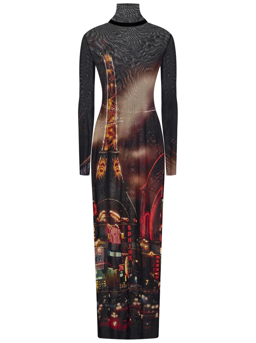 Jean Paul Gaultier Turtleneck Maxi Dress With Pigalle Print