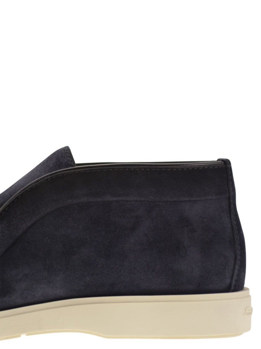 Santoni Blue Suede Desert Boot