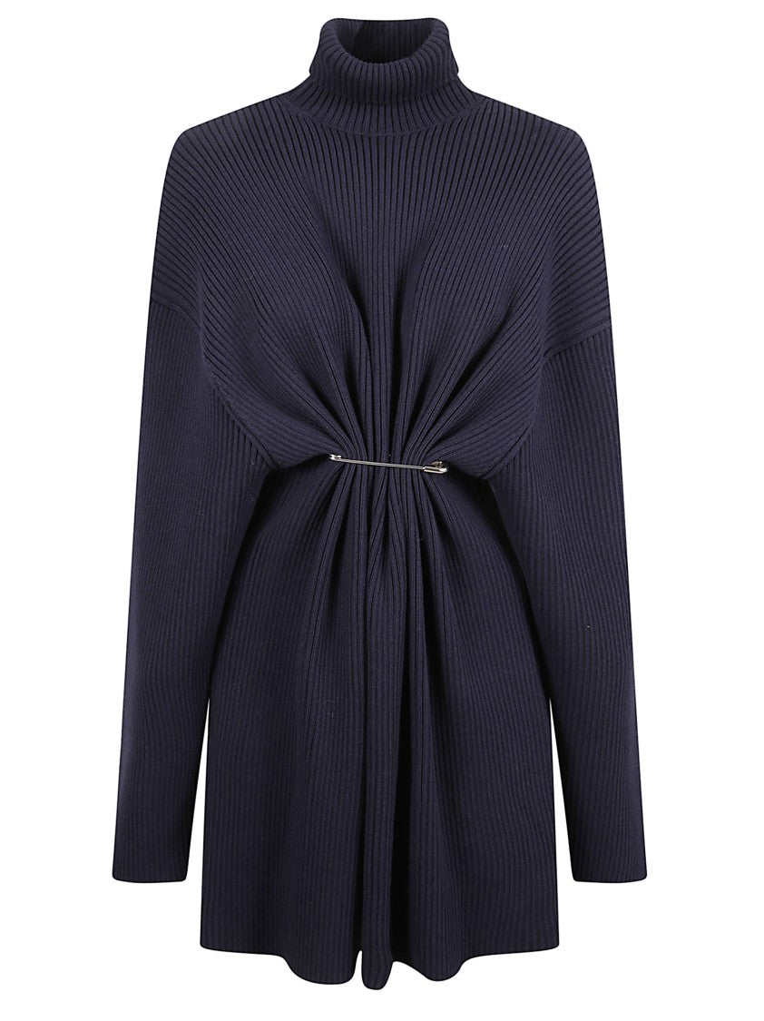 Balenciaga Draped Wool And Cotton Sweater Dress