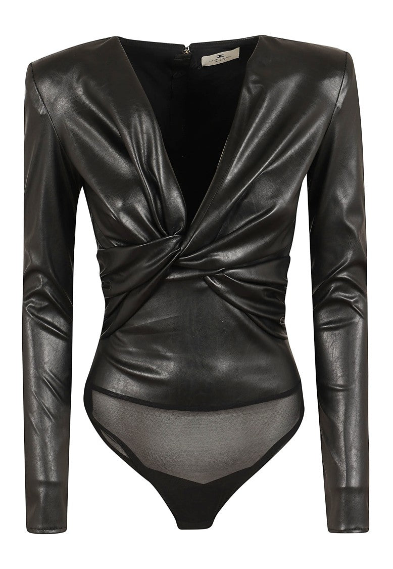 Elisabetta Franchi Structured Shoulder Draped Synthetic Bodysuit