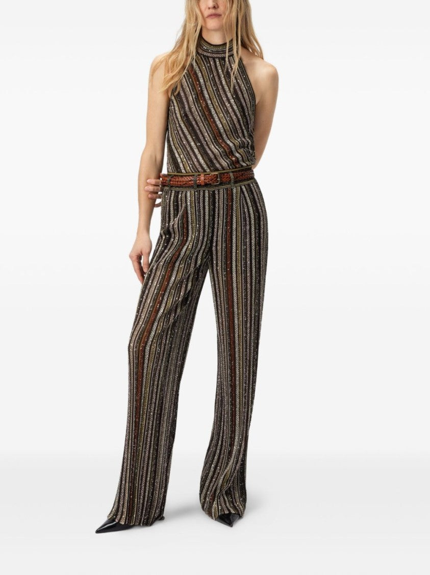 Missoni Wide-Leg Striped Trousers With Textured Metallic Finish