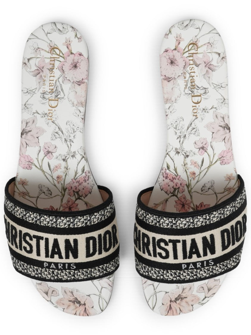 Dior Dway Flat Slide Fabric Sandals