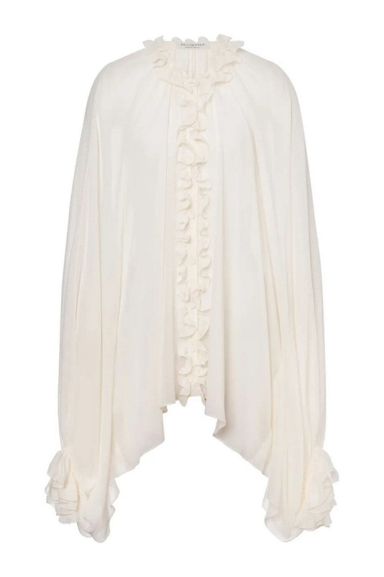 Philosophy Di Lorenzo Serafini Silk-Acetate Blend Top With Ruffled Front