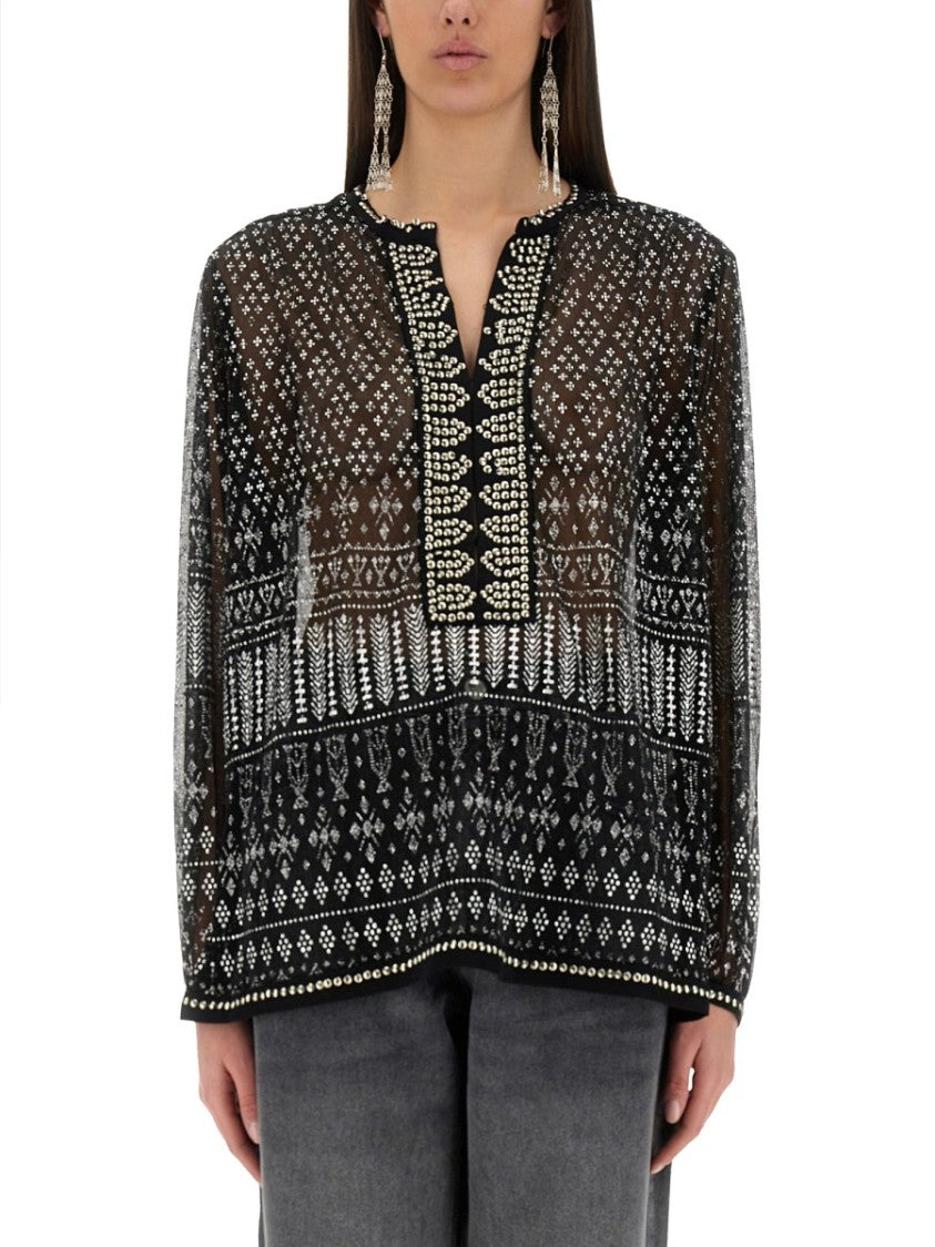 Isabel Marant Sheer Black "Nickie" Top