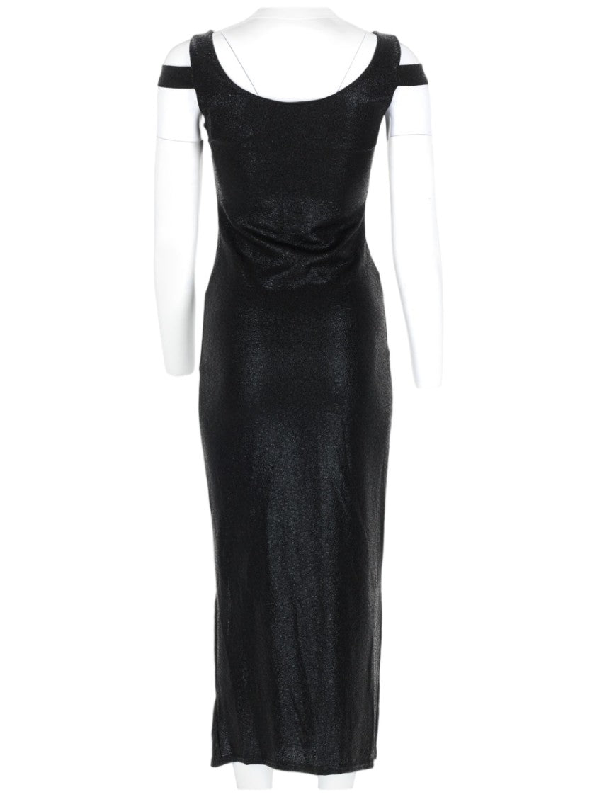 Joshe Black Midi Dress With Off-Shoulder Design