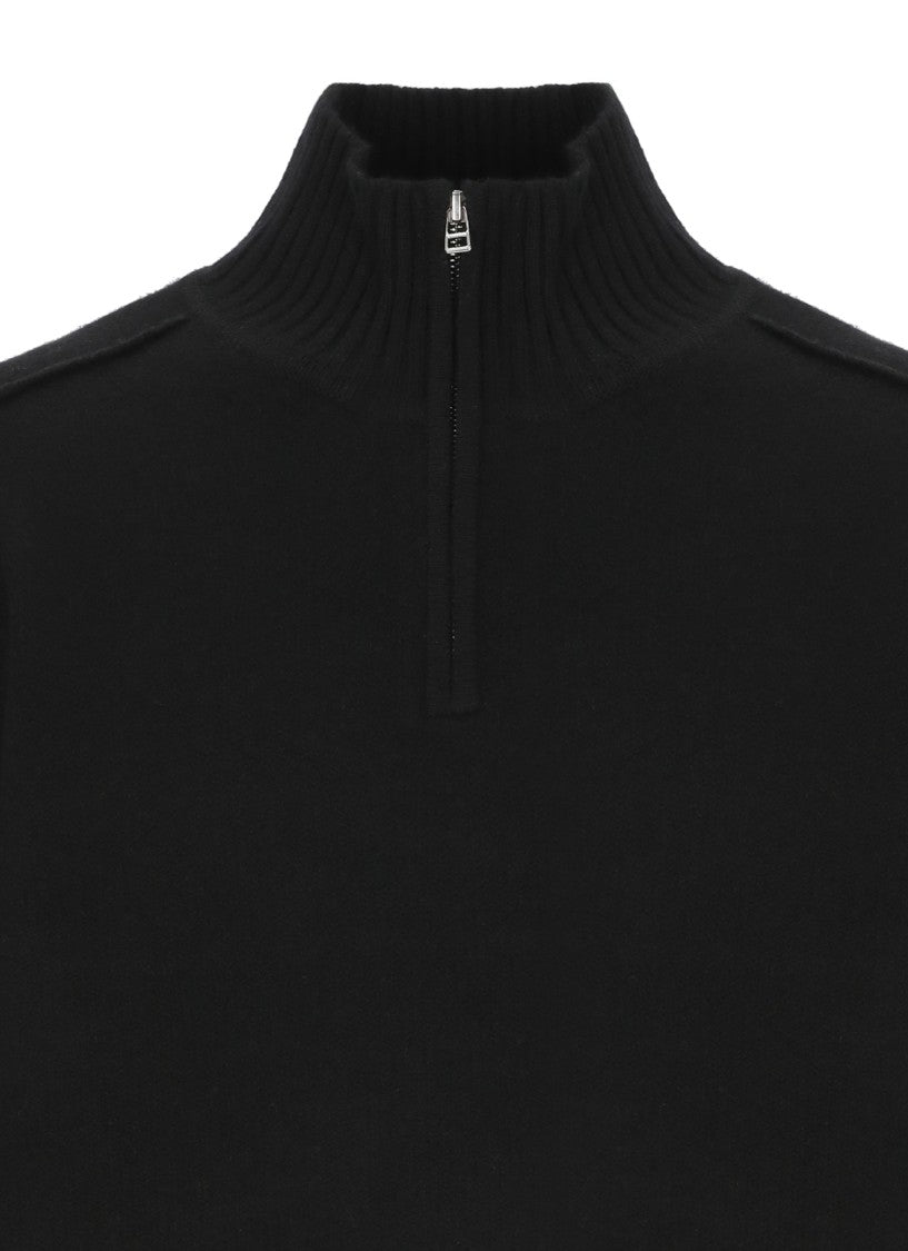 Guest In Residence Black High-Neck Front Zip Cashmere Sweater