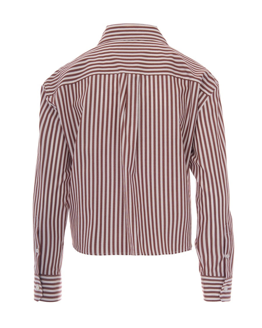Max Mara Terracotta Panetto Striped Cotton Boxy Shirt