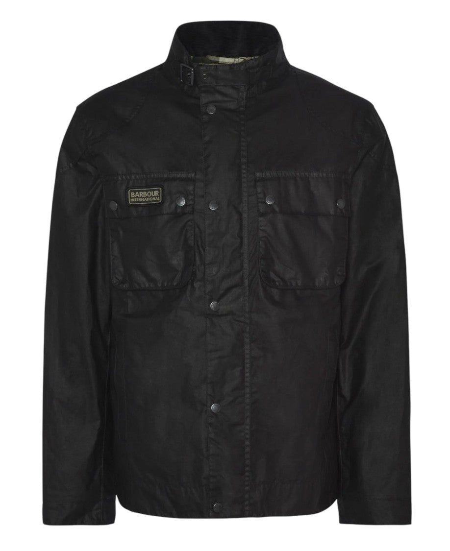 Barbour High-Collar Black Jacket With Buckle Detail
