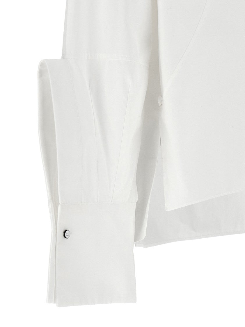 Jil Sander Boxy-Fit White Cotton Shirt With Mandarin Collar