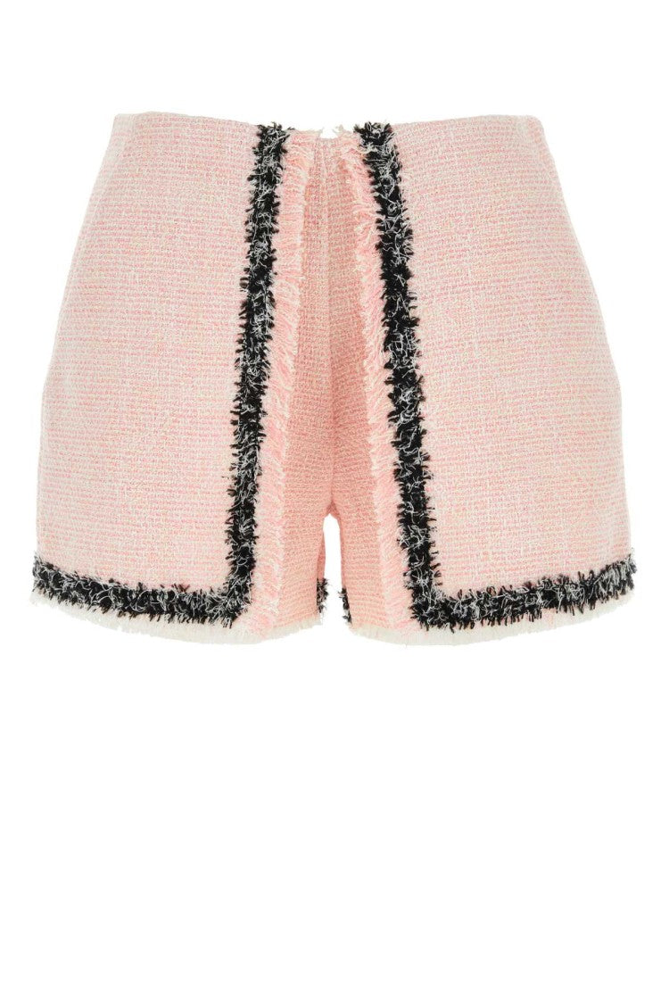 Msgm Pink Bouclé Shorts