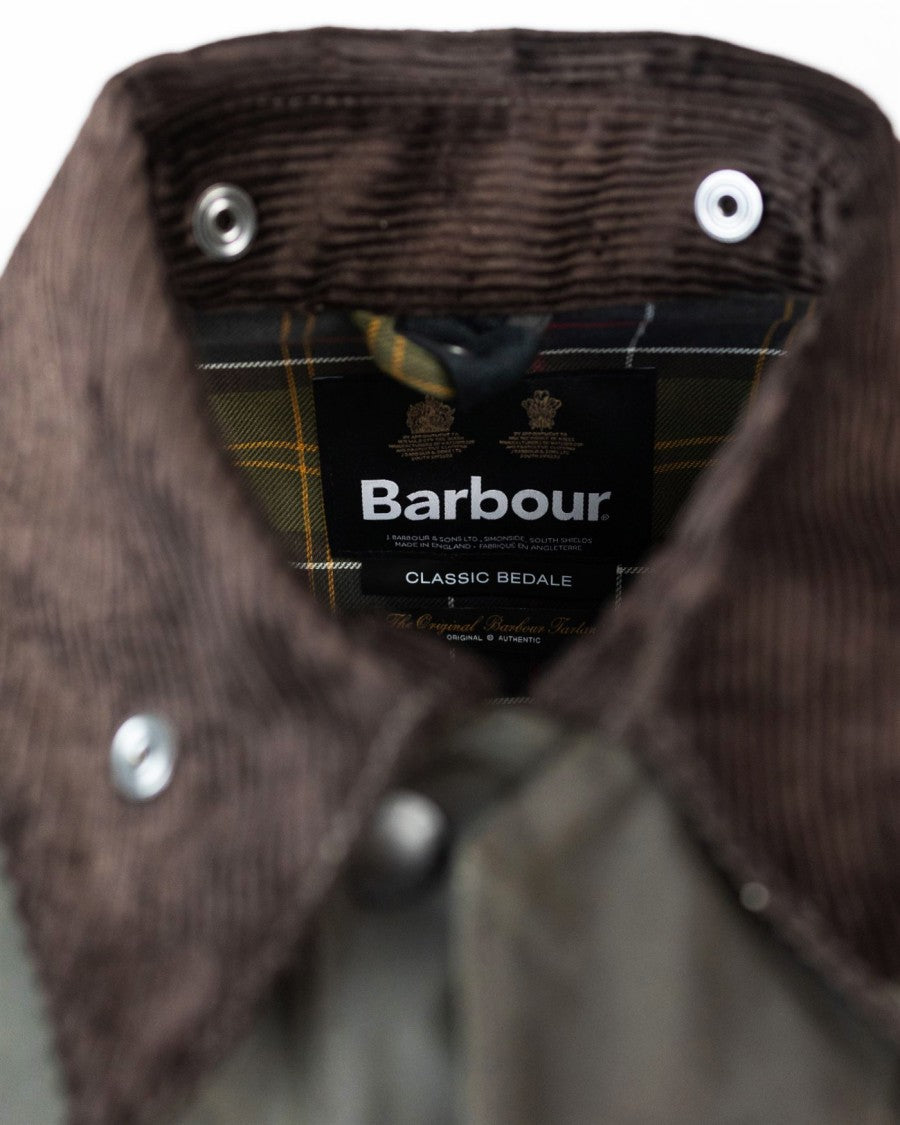Barbour Classic Waxed Cotton Jacket With Two-Way Zip And Corduroy Details