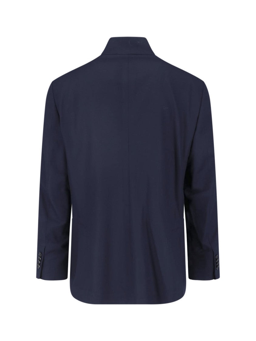Giorgio Armani Blue Virgin Wool Single-Breasted Blazer