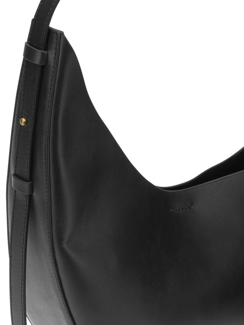 Soeur Crescent-Shaped Leather Shoulder Bag With Gold-Tone Accents