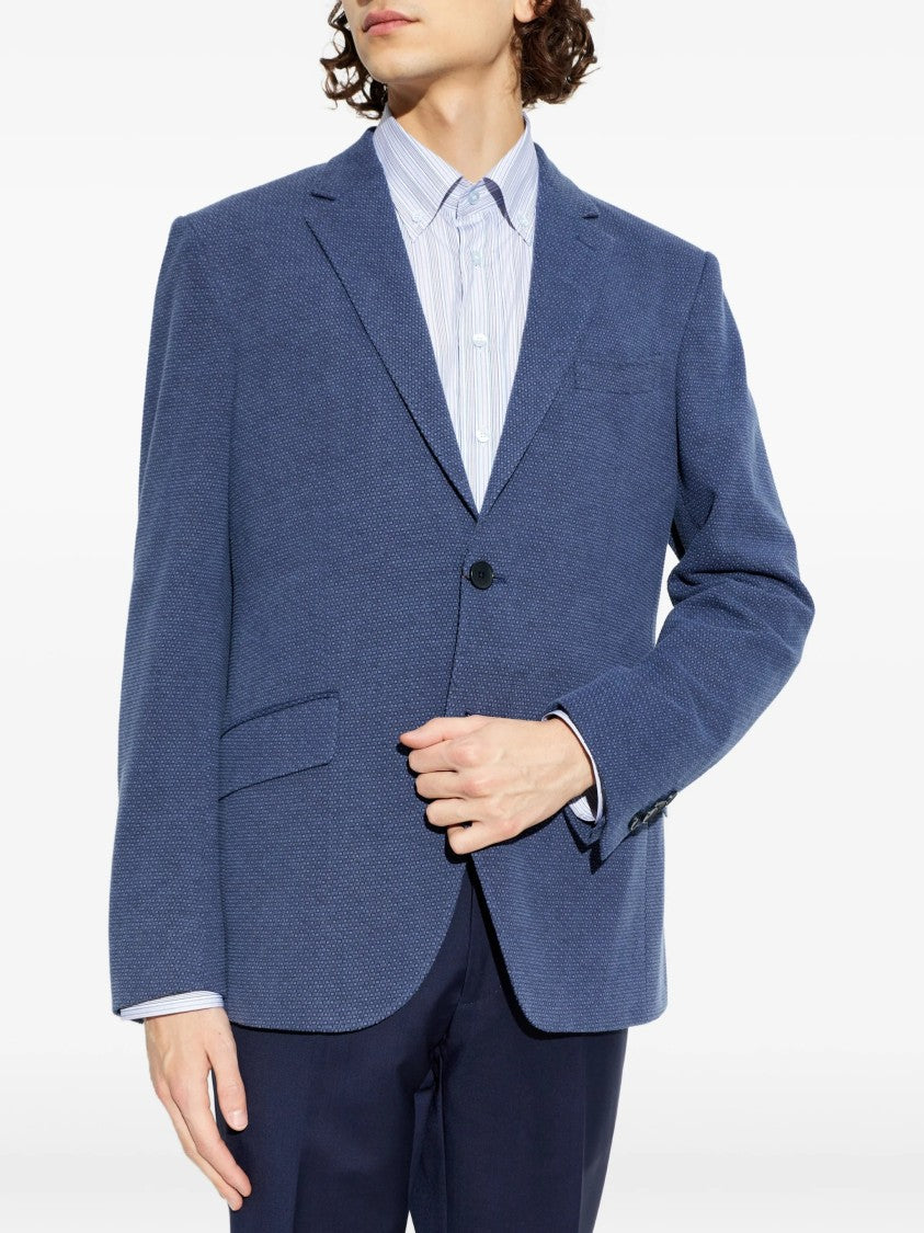 Etro Roma Jersey Blue Textured Floral-Lined Jacket