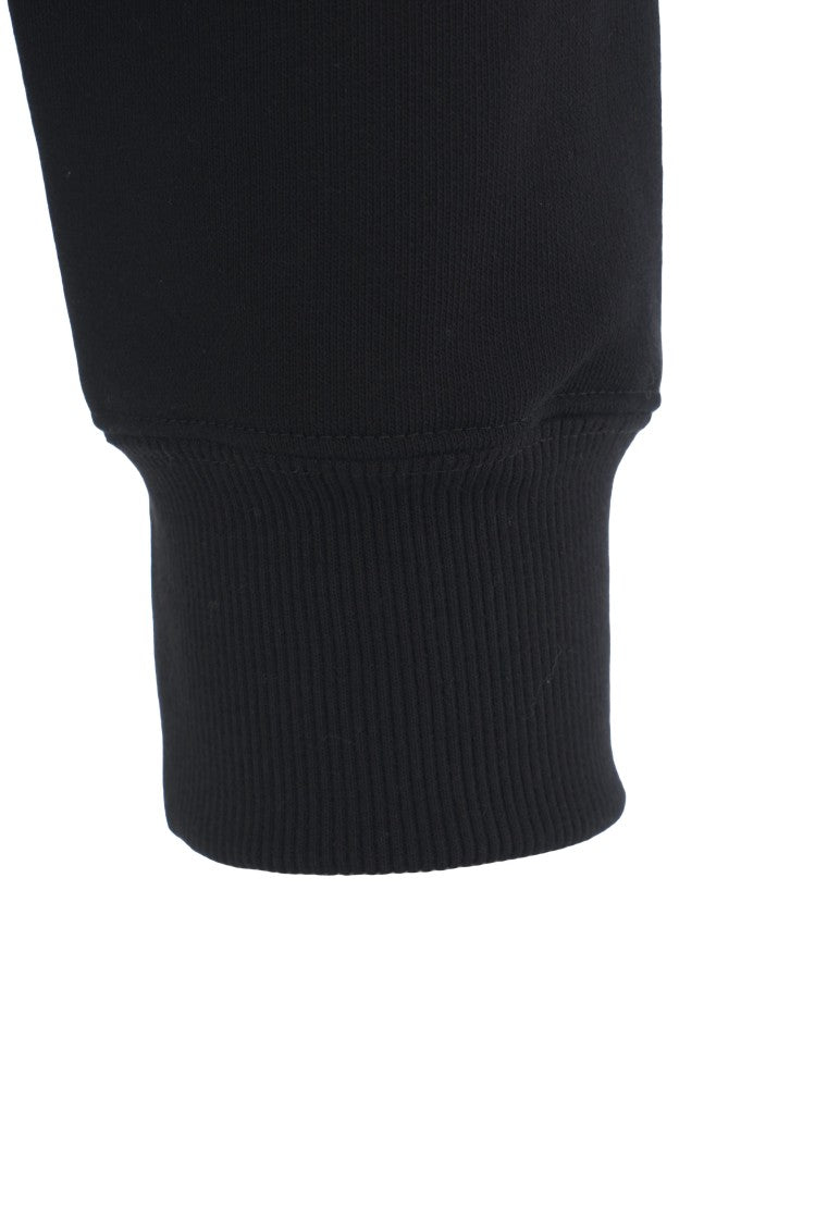 Lanvin Textured Logo Black Cotton Hoodie