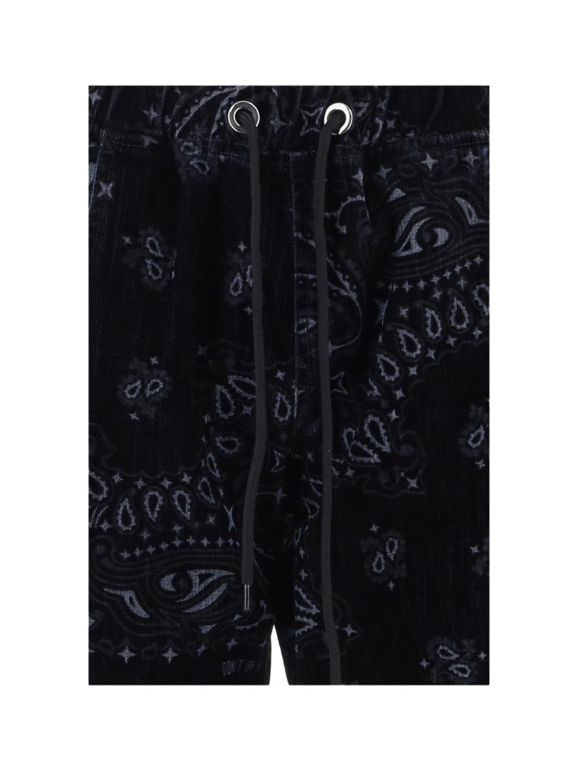 Don't @ Me Black Cotton Bandana Print Drawstring Pants