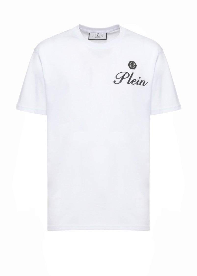 Philipp Plein White Front Logo Cotton T-Shirt