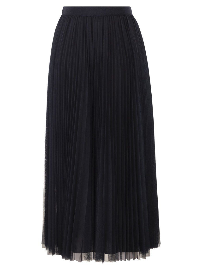 Fabiana Filippi Wide Pleated Tulle Skirt With Knitted Belt