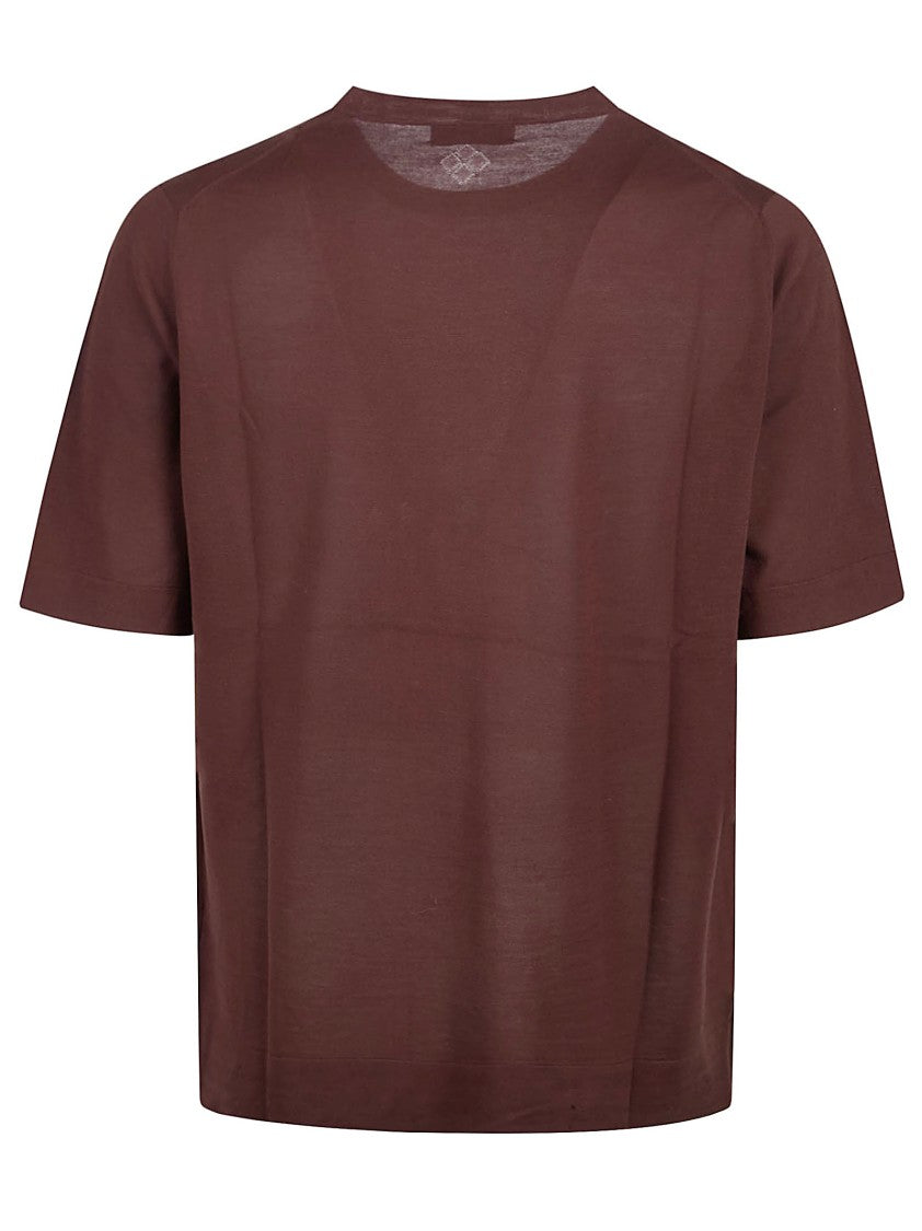 Ballantyne Brown Plain Crew Cotton T-Shirt