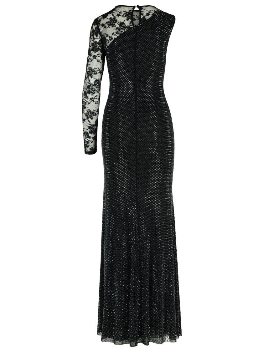 Self-Portrait Rhinestone' Black Polyester Dress