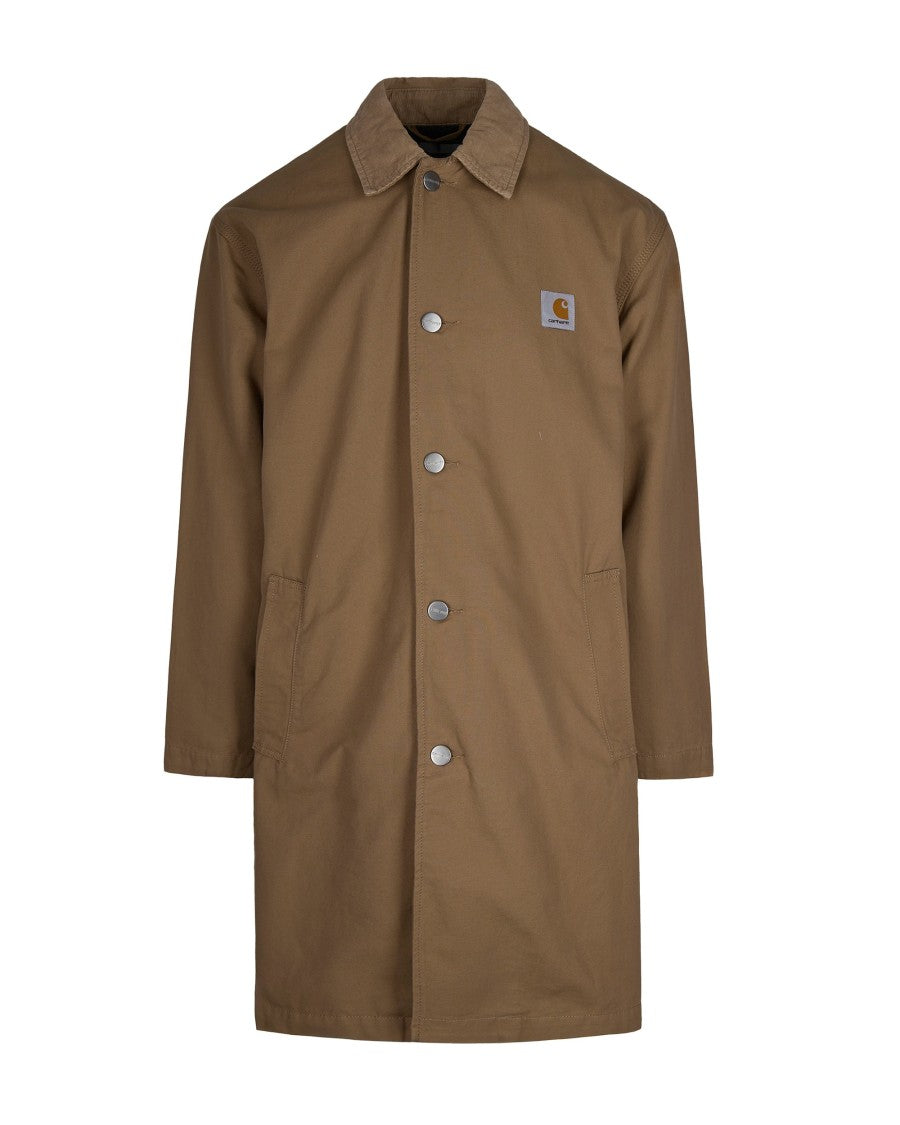 Carhartt Wip Mid-Weight Cotton Canvas Coat With Corduroy Collar