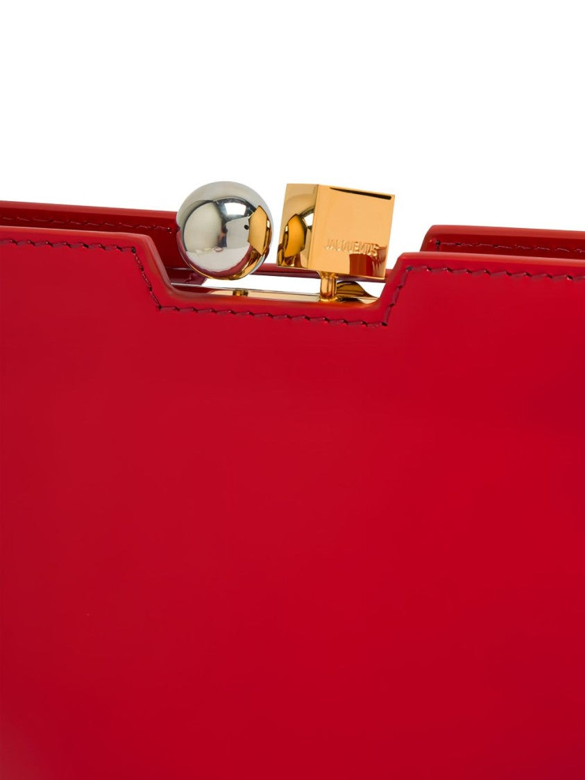 Jacquemus Red Spazzolato Leather Rond-Carré Charm Bag