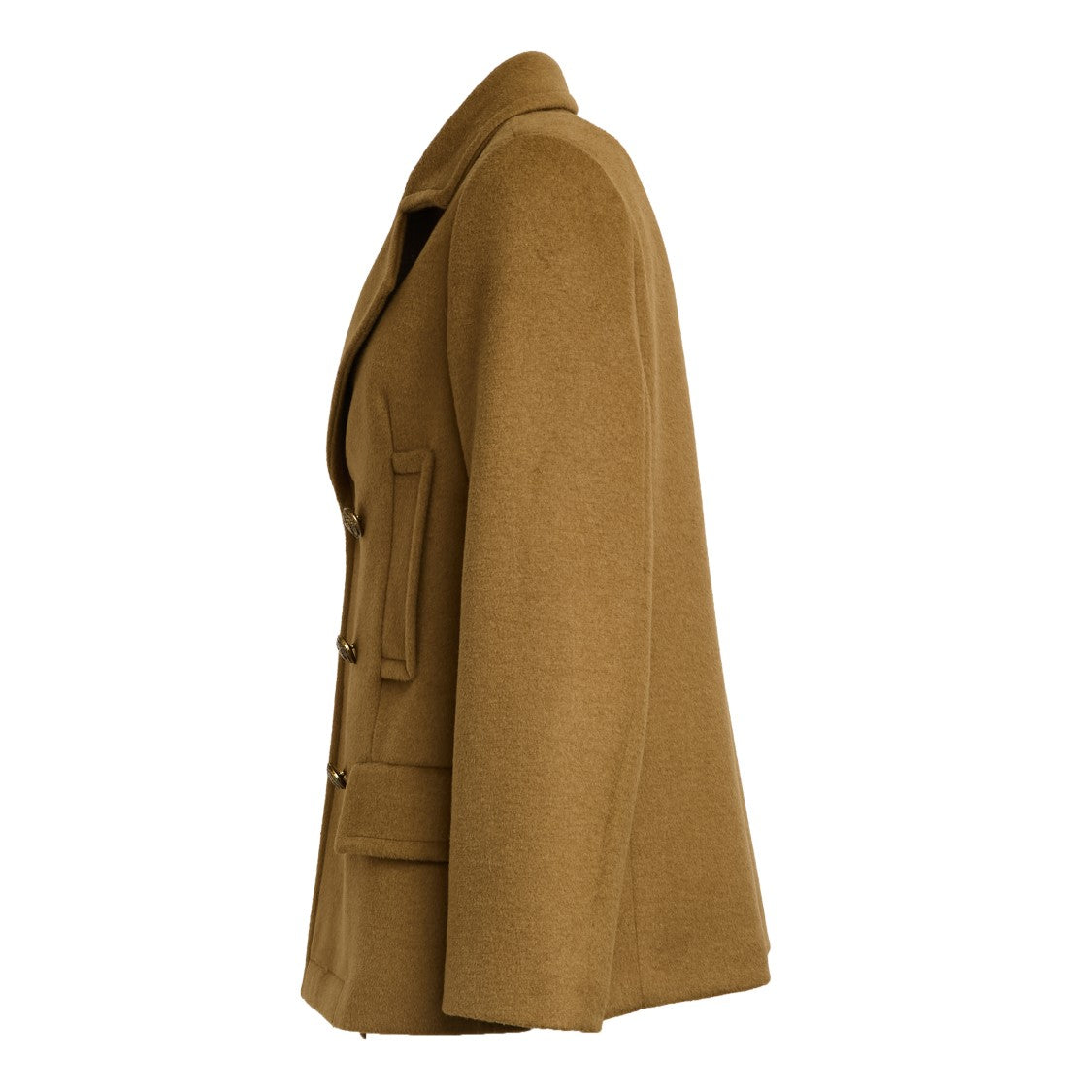 Dondup Double-Breasted Brown Peacoat With Patch And Welt Pockets