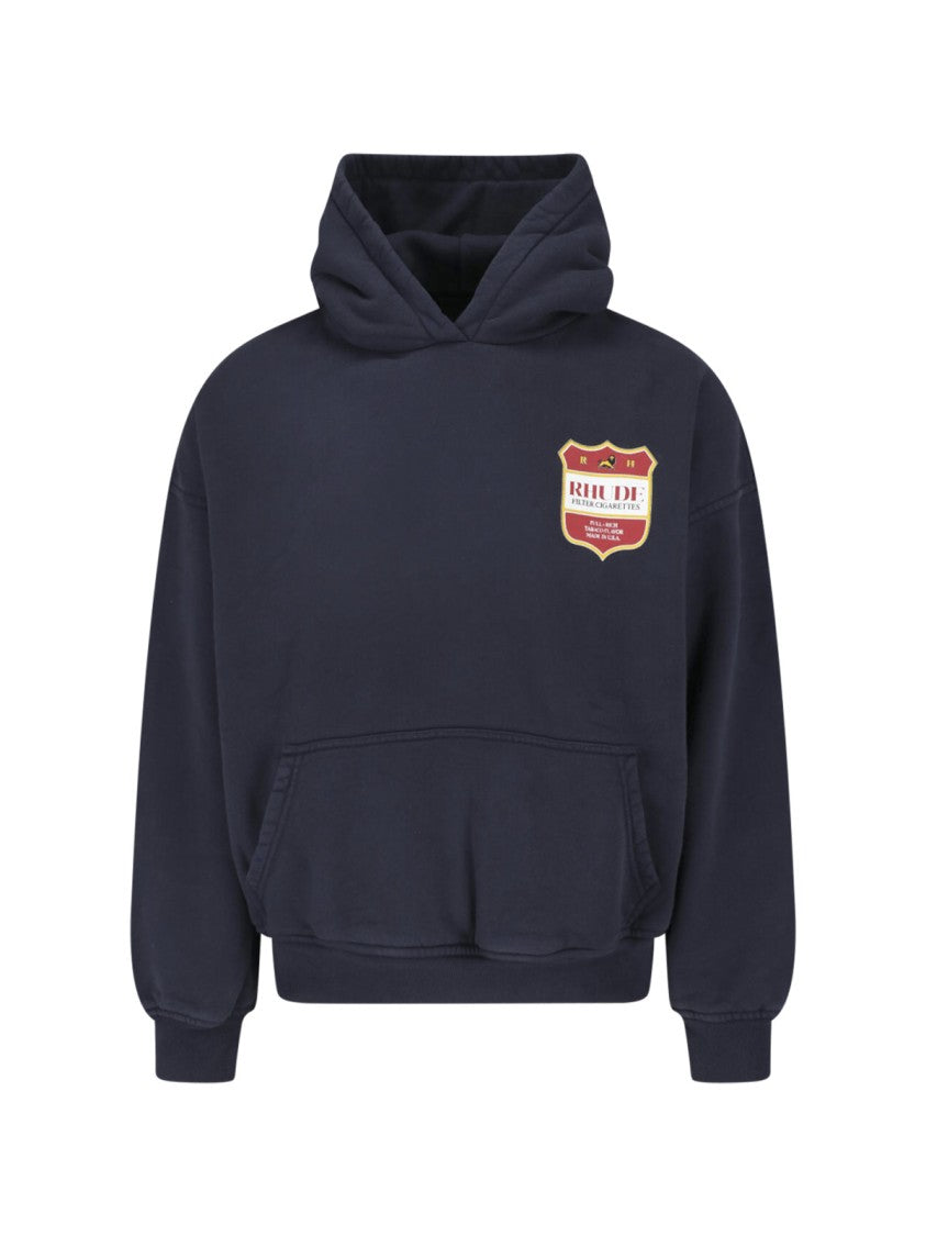 Rhude Black Filatro Crest Printed Hoodie