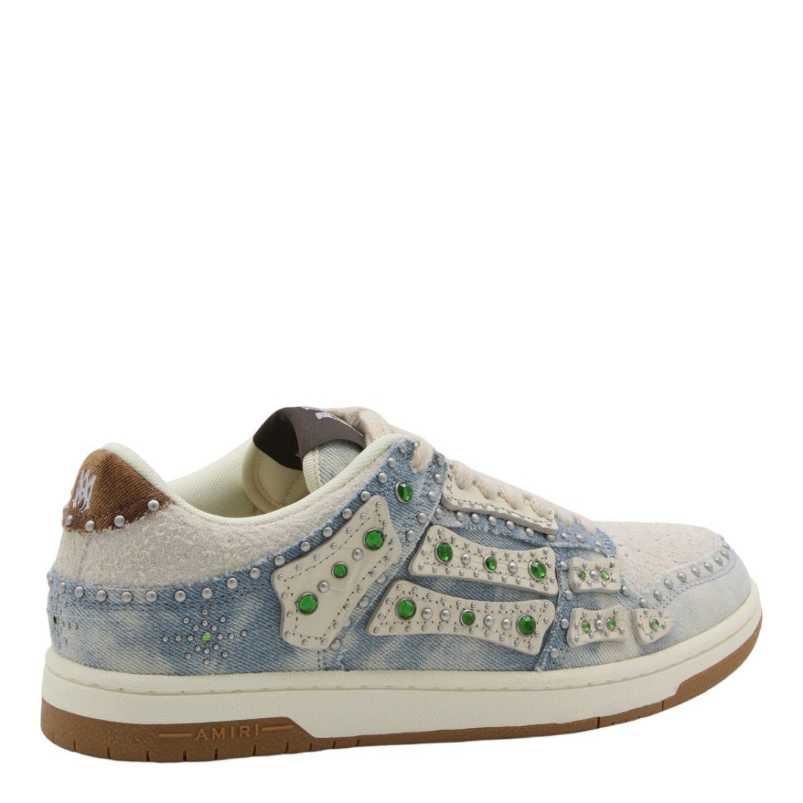 Amiri Distressed Denim Sneakers With Silver Studs