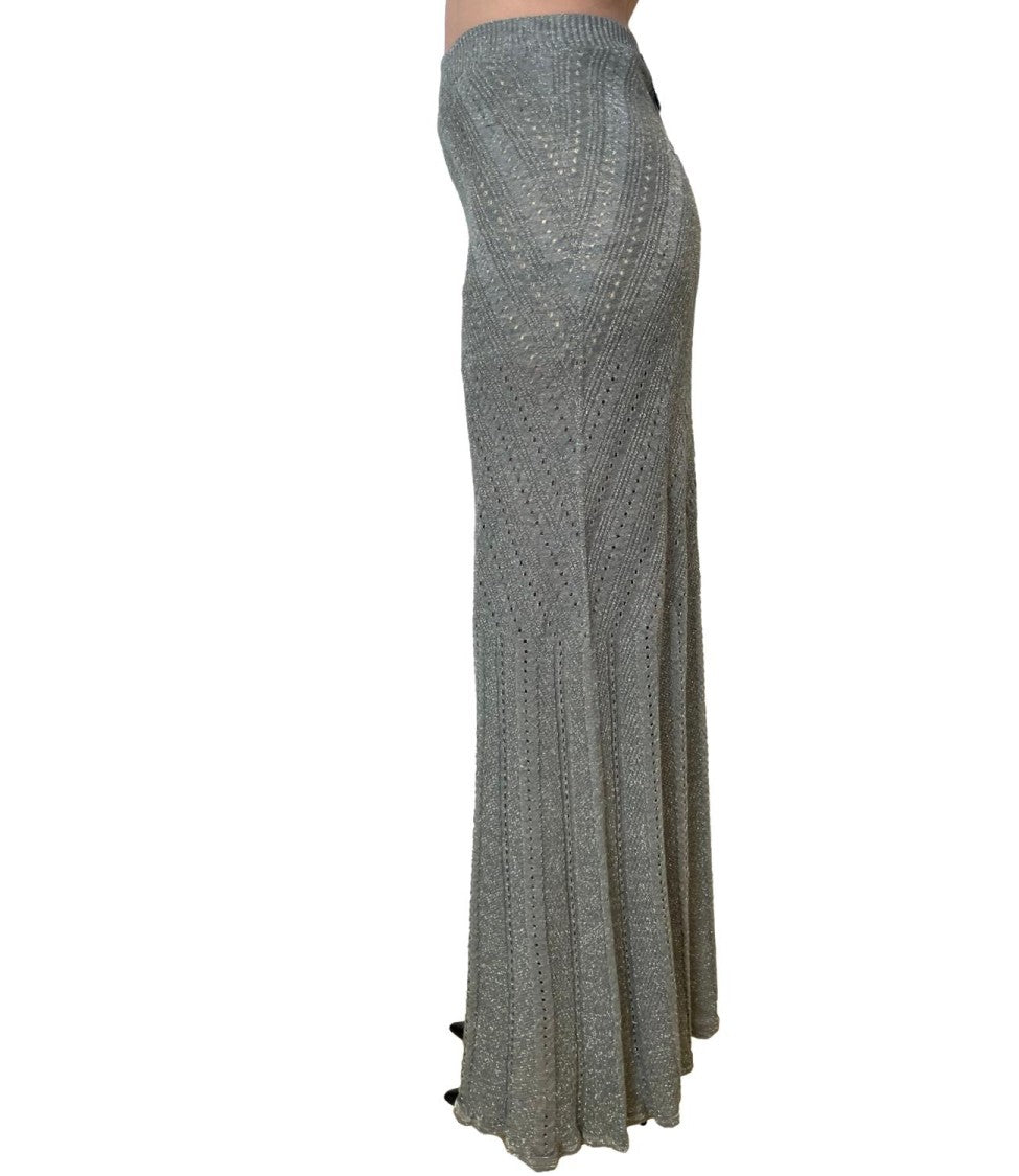 Twin-Set Chevron Knit Maxi Skirt With Fitted Waist